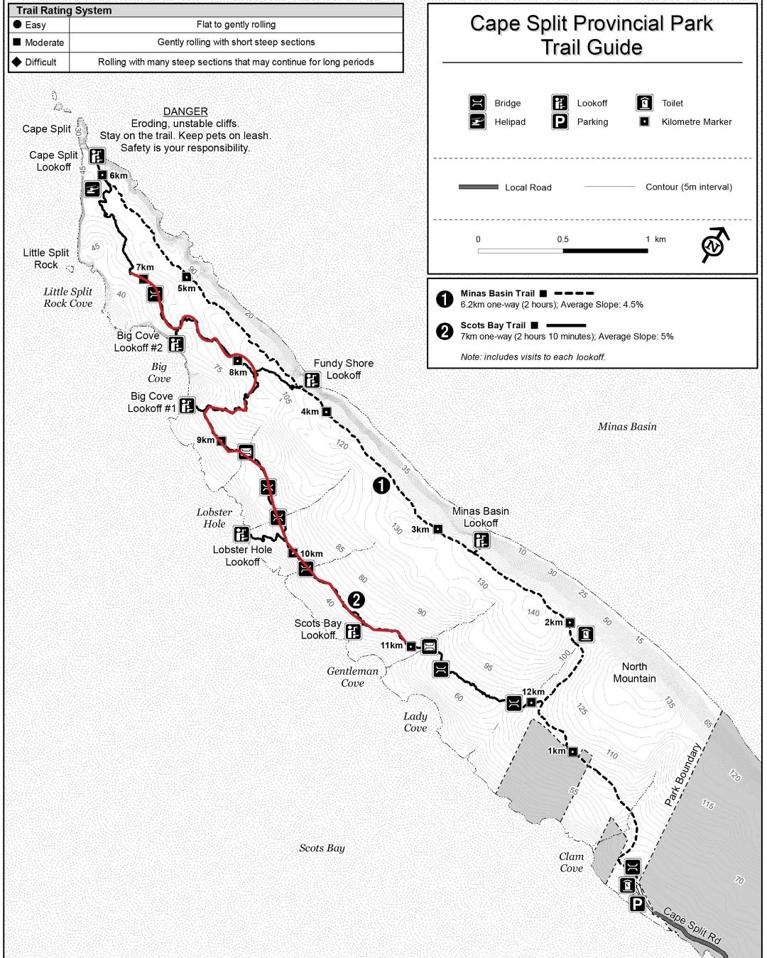 map of Cape Split with red line for construction area