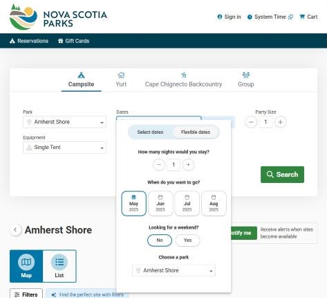 flexible dates option screenshot