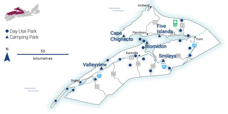 Map of The Bay of Fundy & Annapolis Valley