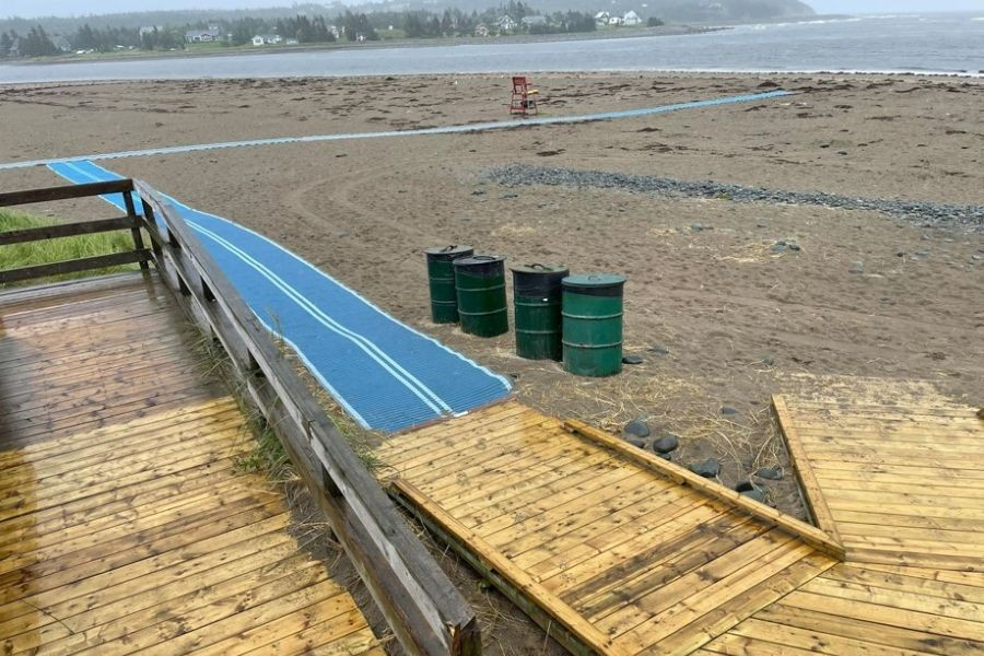 Boardwalk ramp and mobi matt at Rainbow Haven beach