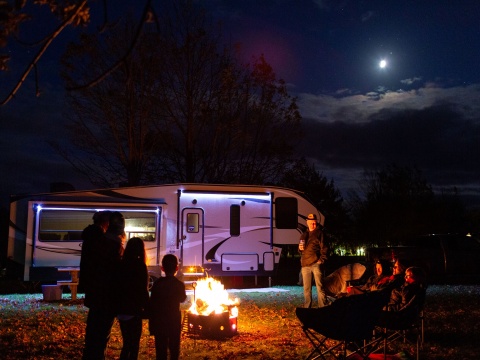 campers at a campfire