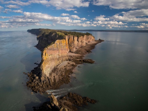 Aerial view of Cape Split cliffs.